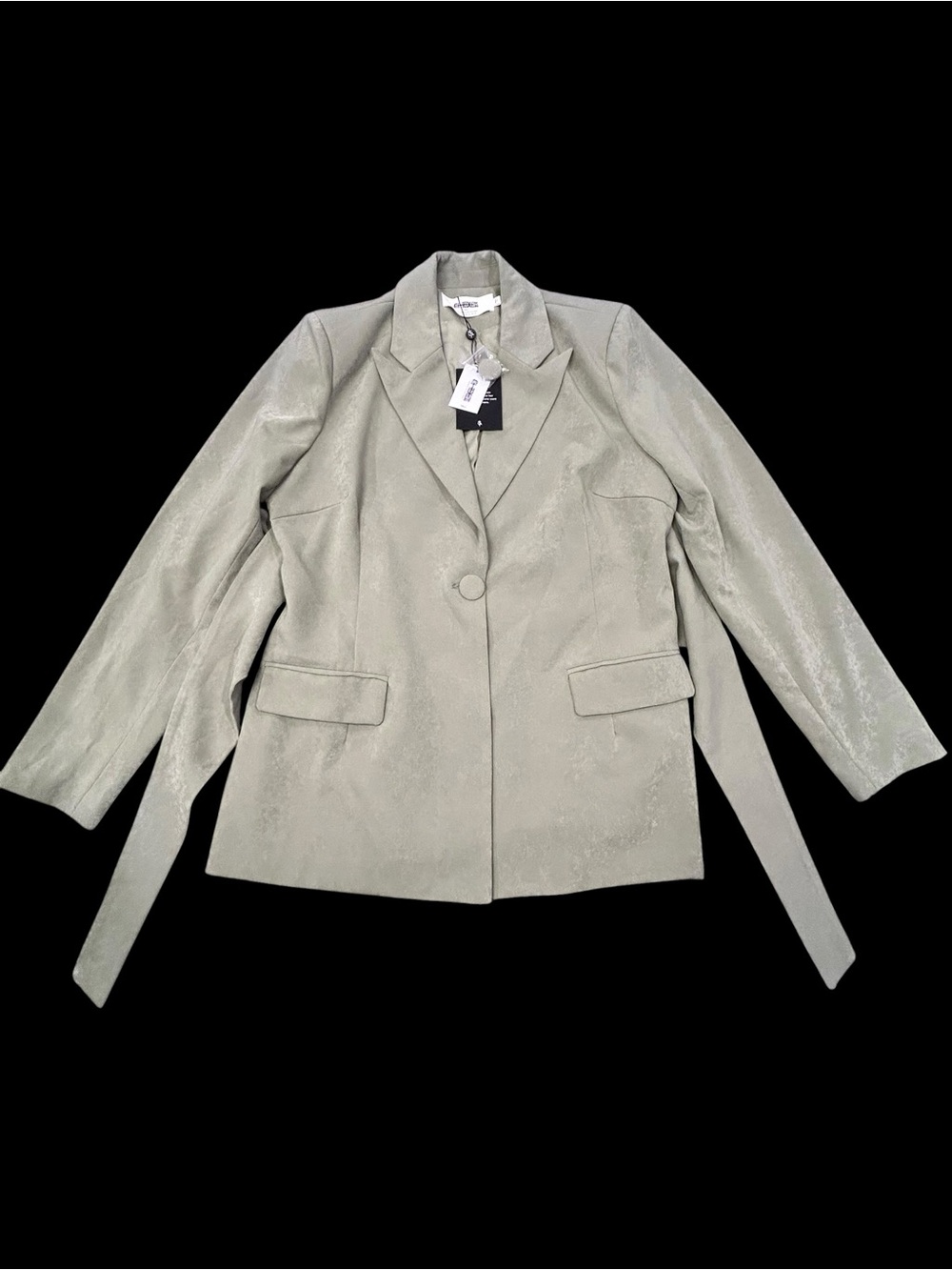 4th &‎ Reckless Women’s Sage Green Single-Button Jacket NWT 12 Tall Waist Tie
